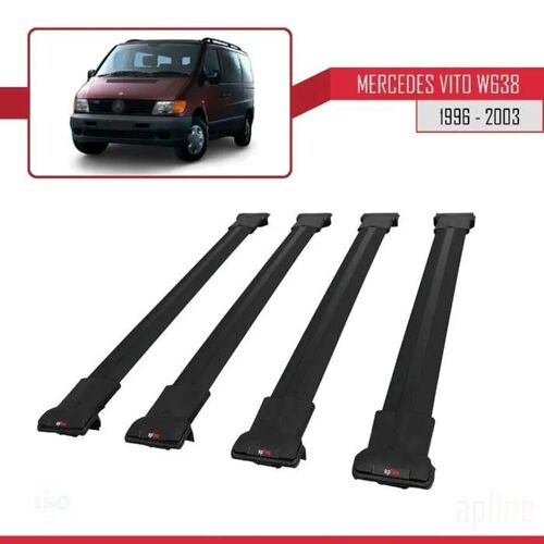 Barres De Toit - Fly - Compatible Mercedes Vito (W638) - 4 Barres - Aluminium - Noir