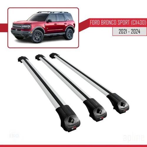Compatible Avec Ford Bronco Sport (Cx430) 2021-2026 Ace-1 Barres De Toit Railing Porte-Bagages De Voiture Gris Aluminium 3 Barres