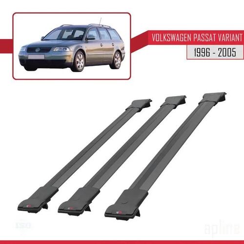 Barres De Toit - Volkswagen - Modèle Fly - Aluminium Noir - Charge Utile 300 Kg - 3 Barres