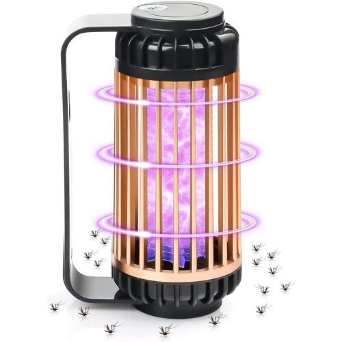 Zappeur d'insectes électrique avec poignée (noir), piège à insectes anti-moustiques, lumière UV 365 pour chambre à coucher, cuisine, jardin, bureau