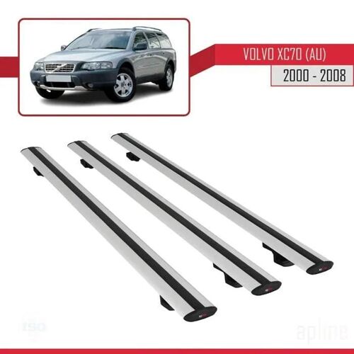 Barres De Toit - Volvo - Xc70 (2000-2008) - Basic Modèle - Aluminium - 3 Pièces - Gris