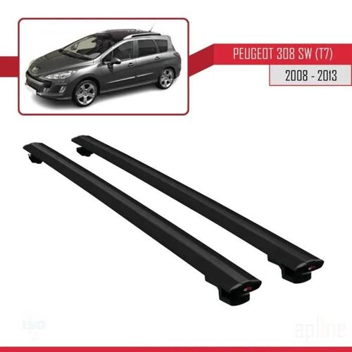 Barres De Toit - Peugeot - 308 Sw (T7) - Basic Modèle - Aluminium - Noir - Charge < 300 Kg