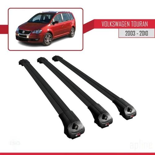 Barres De Toit - Ace-1 - Compatible Volkswagen Touran - Noir - Aluminium - Charge 300 Kg