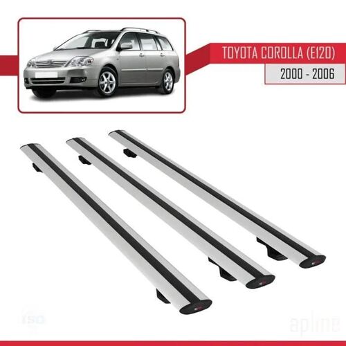 Barres De Toit - Toyota - Corolla (E120) - Modèle Basic - 3 Pièces - Aluminium - Gris