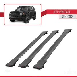 Barres De Toit - Fly - Compatible Jeep Renegade 2014-2024 - 3 Barres - Aluminium - Noir