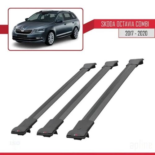 Barres De Toit - Fly - Skoda Octavia Combi 2017-2020 - 3 Barres - Aluminium - Noir