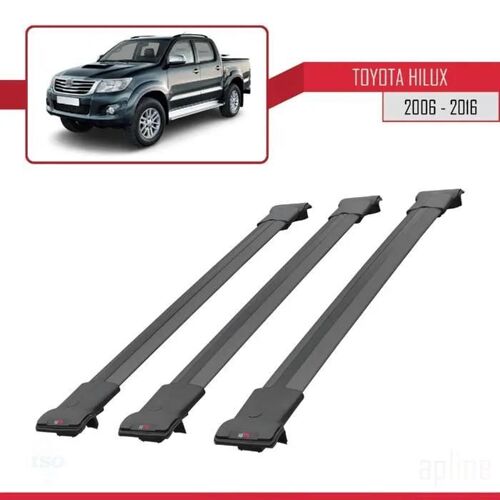 Barres De Toit - Fly - Toyota Hilux 2006-2016 - 3 Barres - Aluminium - Noir
