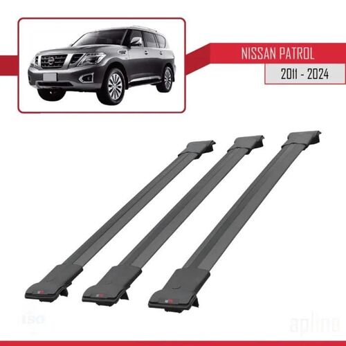 Barres De Toit - Fly - Nissan Patrol Y62 - 3 Barres - Aluminium - Noir