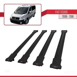 Barres De Toit - Fly - Compatible Fiat Scudo 2006-2016 - 4 Barres - Aluminium - Noir