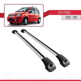 Barres De Toit - Ace-1 - Fiat Panda 2 (169) - Aluminium Gris - Charge Utile 300 Kg - Mécanisme De Verrouillage