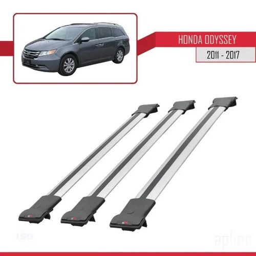Barres De Toit - Fly - Modèle Railing - Compatible Honda Odyssey 2011-2017 - 3 Barres - Aluminium Gris