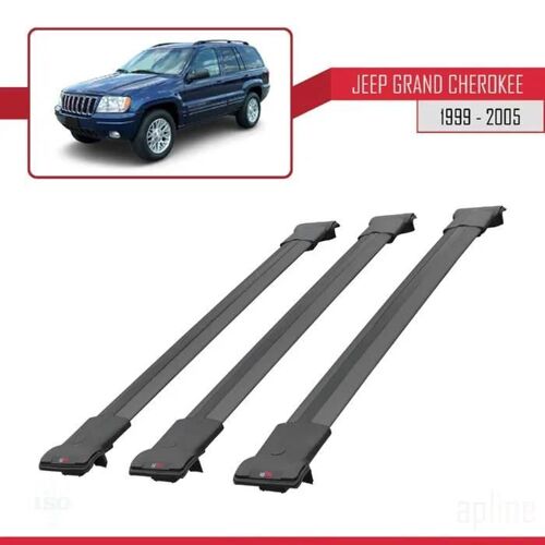 Barres De Toit - Fly - Modèle Railing - Compatible Jeep Grand Cherokee 1999-2005 - 3 Barres - Noir
