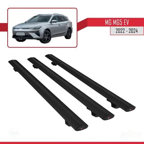 Compatible Avec Mg 5 Ev 2022-2026 Basic Model Barres De Toit Railing Porte-Bagages De Voiture Noir Aluminium 3 Barres