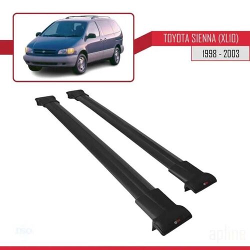 Barres De Toit - Fly - Modèle Noir - Compatible Toyota Sienna 1998-2003 - Aluminium - Charge < 300 Kg