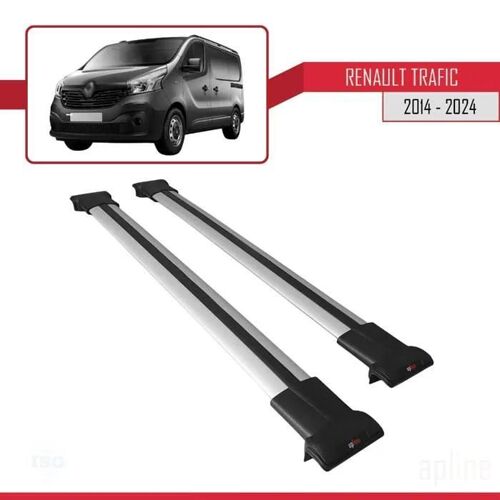 Compatible Avec Renault Trafic 3 (X82) 2015-2026 Fly Model Barres De Toit Railing Porte-Bagages De Voiture Gris Aluminium 2 Barres