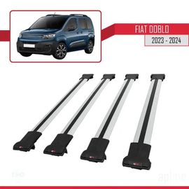 Barres De Toit - Fly - Fiat Doblo 2023 - 4 Barres - Aluminium - Gris