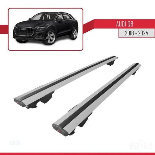 Compatible Avec Audi Q8 (F1) 2018-2025 Hook Model Barres De Toit Railing Porte-Bagages De Voiture Gris Alu 2 Barres