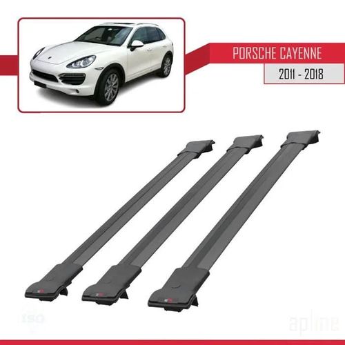 Barres De Toit - Fly - Porsche Cayenne 92a - 3 Barres - Aluminium - Noir
