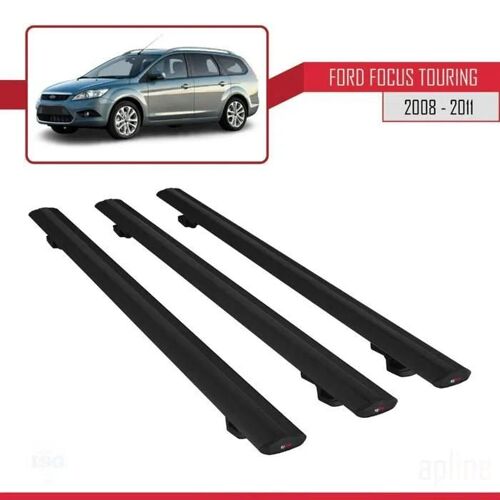 Barres De Toit - Ford - Focus Touring - Modèle Basic - 3 Pièces - Noir - Aluminium