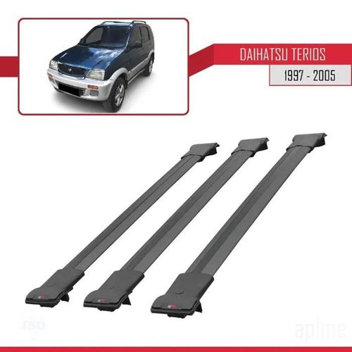 Barres De Toit - Fly - Modèle Railing - Compatible Daihatsu Terios 1997-2005 - 3 Barres - Noir