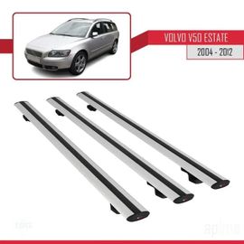Barres De Toit - Volvo - V50 Estate - Basic Modèle - Aluminium - 3 Pièces - Gris