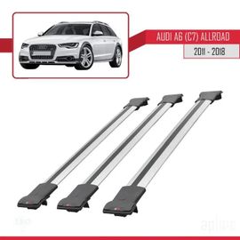 Barres De Toit - Fly - Audi A6 Allroad (C7) 2011-2018 - 3 Barres - Aluminium - Gris