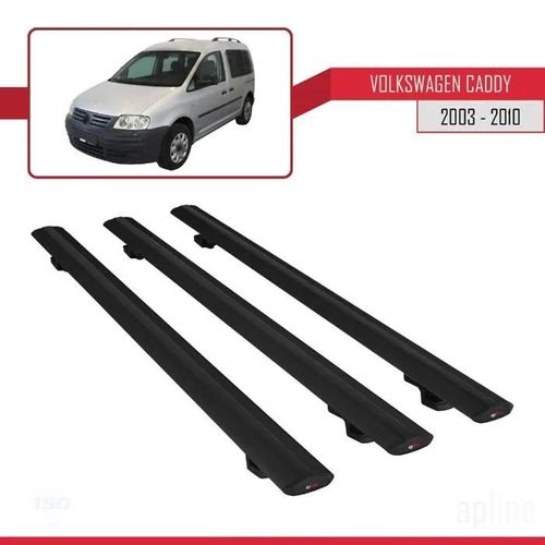 Barres De Toit - Volkswagen - Caddy 2003-2010 - Modèle Basic - 3 Pièces - Noir - Aluminium