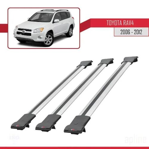 Barres De Toit - Fly - Compatible Toyota Rav4 2006-2012 - 3 Barres - Aluminium - Gris
