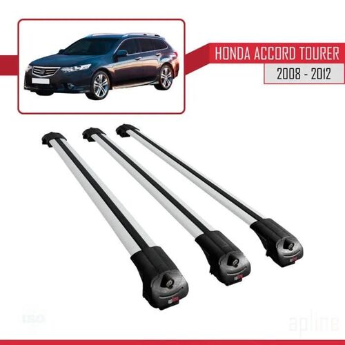 Barres De Toit - Ace-1 - Honda Accord Tourer 2008-2012 - Aluminium Gris - Charge Utile < 300 Kg - 3 Barres
