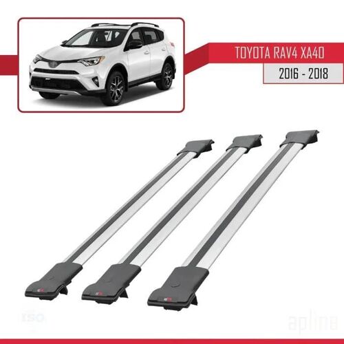 Barres De Toit - Fly - Compatible Toyota Rav4 (2016-2023) - 3 Barres - Aluminium - Gris