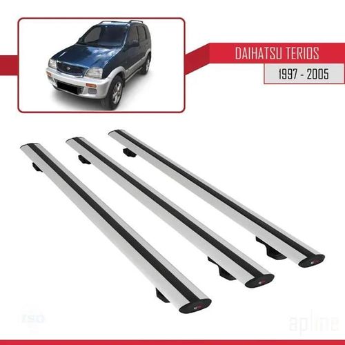 Barres De Toit - Daihatsu - Terios 1997-2005 - Modèle Basic - 3 Pièces - Aluminium - Gris