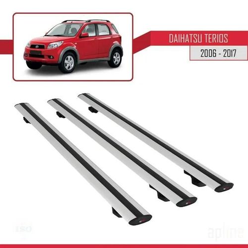 Barres De Toit - Daihatsu - Terios 2006-2017 - Basic Modèle - Aluminium - 3 Pièces - Gris