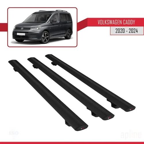Compatible Avec Volkswagen Caddy 4 (Sb) 2020-2026 Basic Model Barres De Toit Railing Porte-Bagages De Voiture Noir 3 Barres