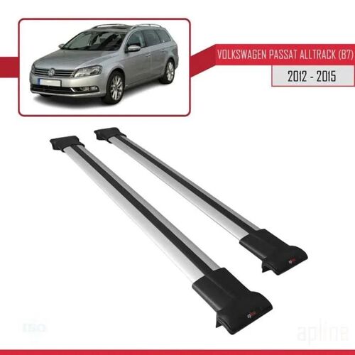 Barres De Toit - Fly - Modèle Gris - Compatible Volkswagen Passat Alltrack - Charge Utile < 300 Kg - Aluminium