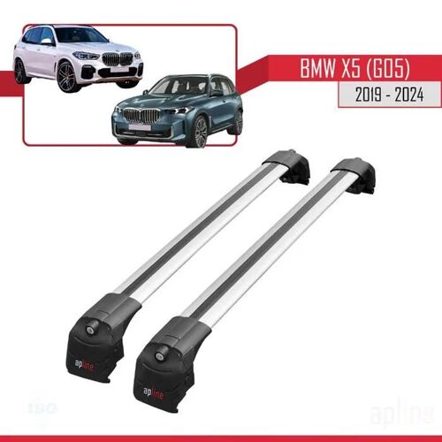 Compatible Avec Bmw X5 (G05) 2019-2026 Ace-2 Barres De Toit Railing Porte-Bagages De Voiture Gris Aluminium 2 Barres