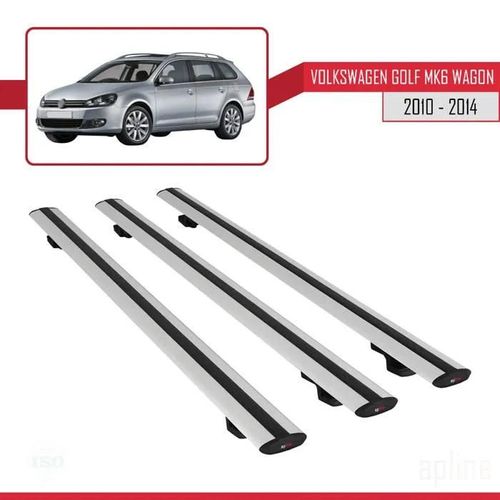 Compatible Avec Vw Golf Mk6 Wagon 2010-2014 Basic Model Universel Barres De Toit Railing Porte-Bagages De Voiture Gris Alu 3 Barres