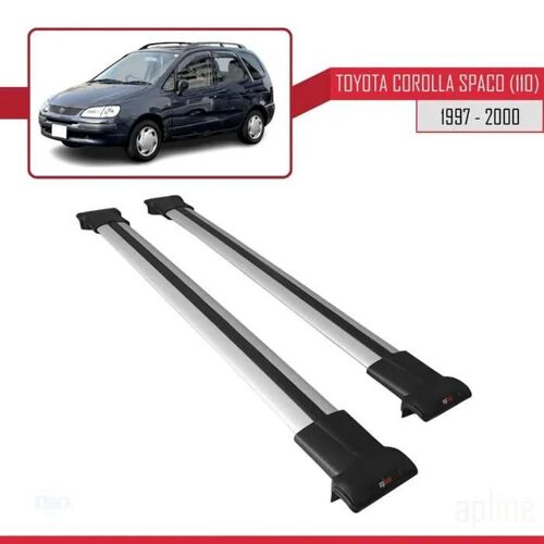 Barres De Toit - Fly - Modèle Gris - Compatible Toyota Corolla Spacio - Charge Utile < 300 Kg - Aluminium
