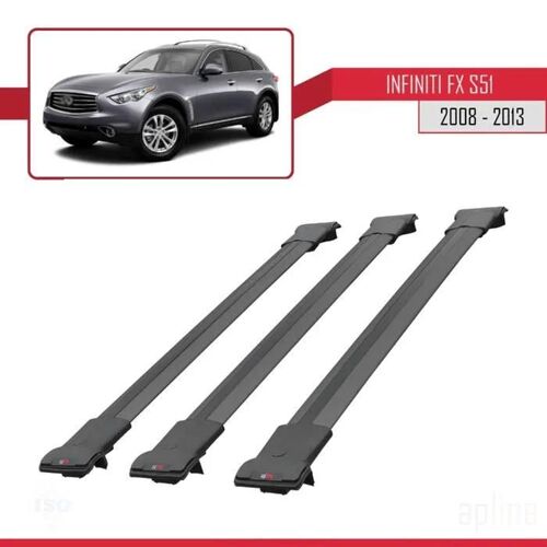 Barres De Toit - Fly - Modèle Railing - Compatible Infiniti Fx S51 - 3 Barres - Noir