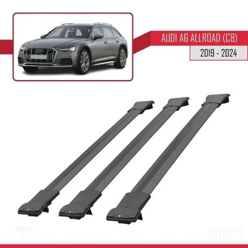Compatible Avec A6 (C8) Allroad 2019-2026 Fly Model Barres De Toit Railing Porte-Bagages De Voiture Noir Aluminium 3 Barres