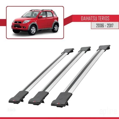 Barres De Toit - Fly - Modèle Railing - Compatible Daihatsu Terios 2006-2017 - 3 Barres - Aluminium Gris