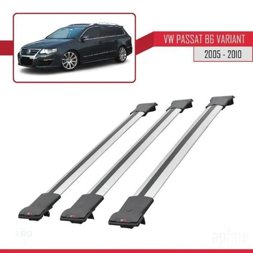 Barres De Toit - Fly - Volkswagen Passat B6 - 3 Barres - Aluminium - Gris