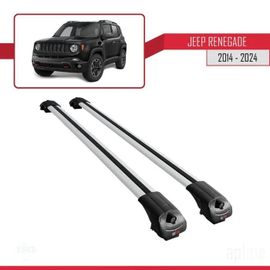 Compatible Avec Jeep Renegade (Bu) 2014-2024 Ace-1 Barres De Toit Railing Porte-Bagages De Voiture Gris Aluminium 2 Barres