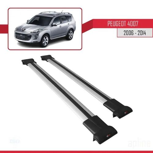 Barres De Toit - Fly - Modèle Gris - Compatible Peugeot 4007 - Aluminium - Charge 300 Kg