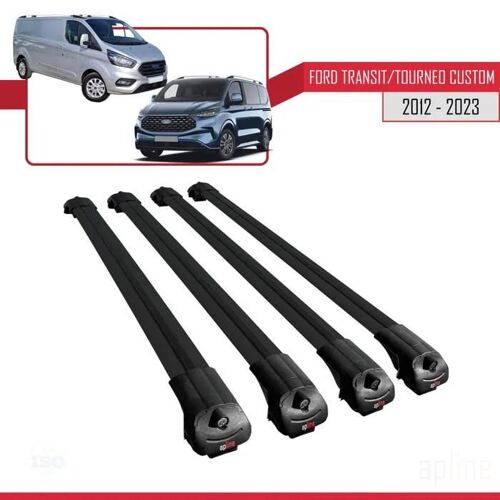 Compatible Avec Ford Transit/Tourneo Custom 2012-2023 Ace-1 Barres De Toit Railing Porte-Bagages De Voiture Noir Aluminium 4 Barres