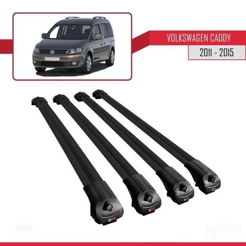 Compatible Avec Volkswagen Caddy 3 (2k) 2011-2015 Ace-1 Barres De Toit Railing Porte-Bagages De Voiture Noir Aluminium 4 Barres