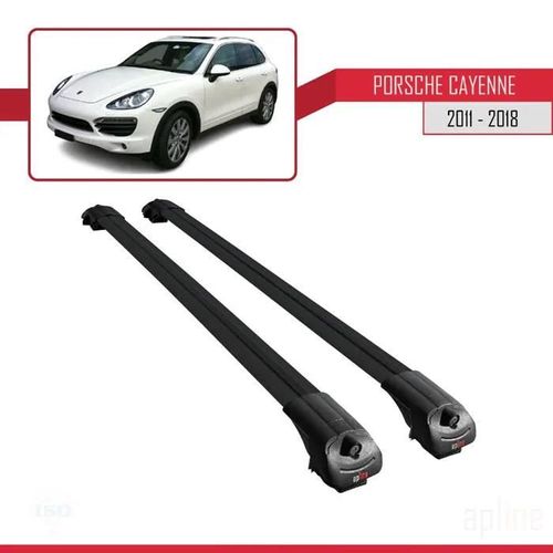 Compatible Avec Porsche Cayenne 2 (92a) 2011-2018 Ace-1 Barres De Toit Railing Porte-Bagages De Voiture Noir Aluminium 2 Barres