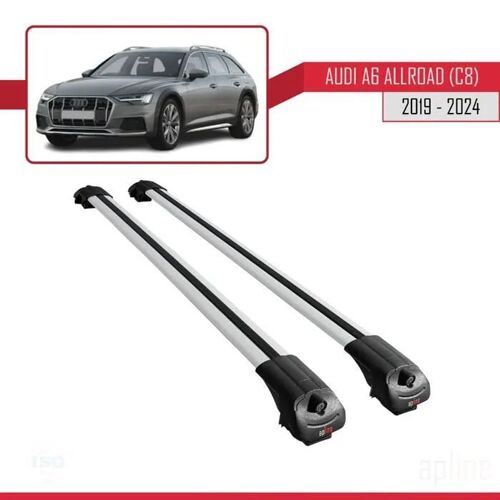 Compatible Avec A6 (C8) Allroad 2019-2026 Ace-1 Barres De Toit Railing Porte-Bagages De Voiture Gris Aluminium 2 Barres