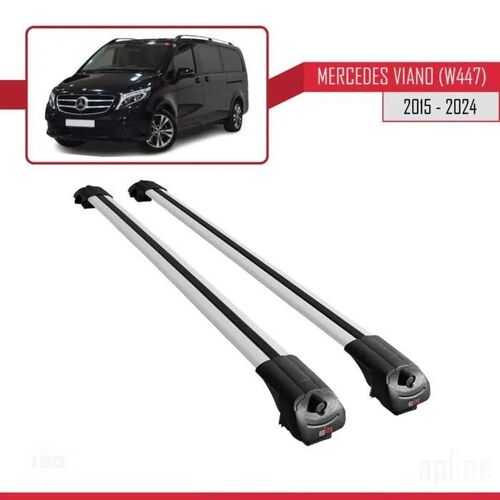 Compatible Avec Mercedes Viano 3 (W447) 2014-2026 Ace-1 Barres De Toit Railing Porte-Bagages De Voiture Gris Aluminium 2 Barres