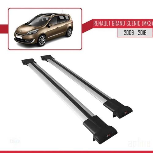 Barres De Toit - Fly - Modèle Gris - Compatible Renault Grand Scenic - Aluminium - Charge < 300 Kg