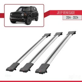Barres De Toit - Fly - Jeep Renegade 2014-2024 - 3 Barres - Aluminium - Gris